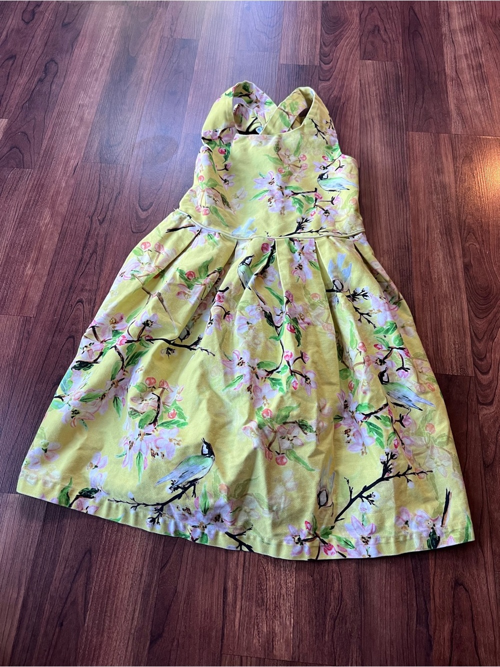 M&S Autograph Girls Yellow Floral Bird Cottagecore Party Dress 5-6